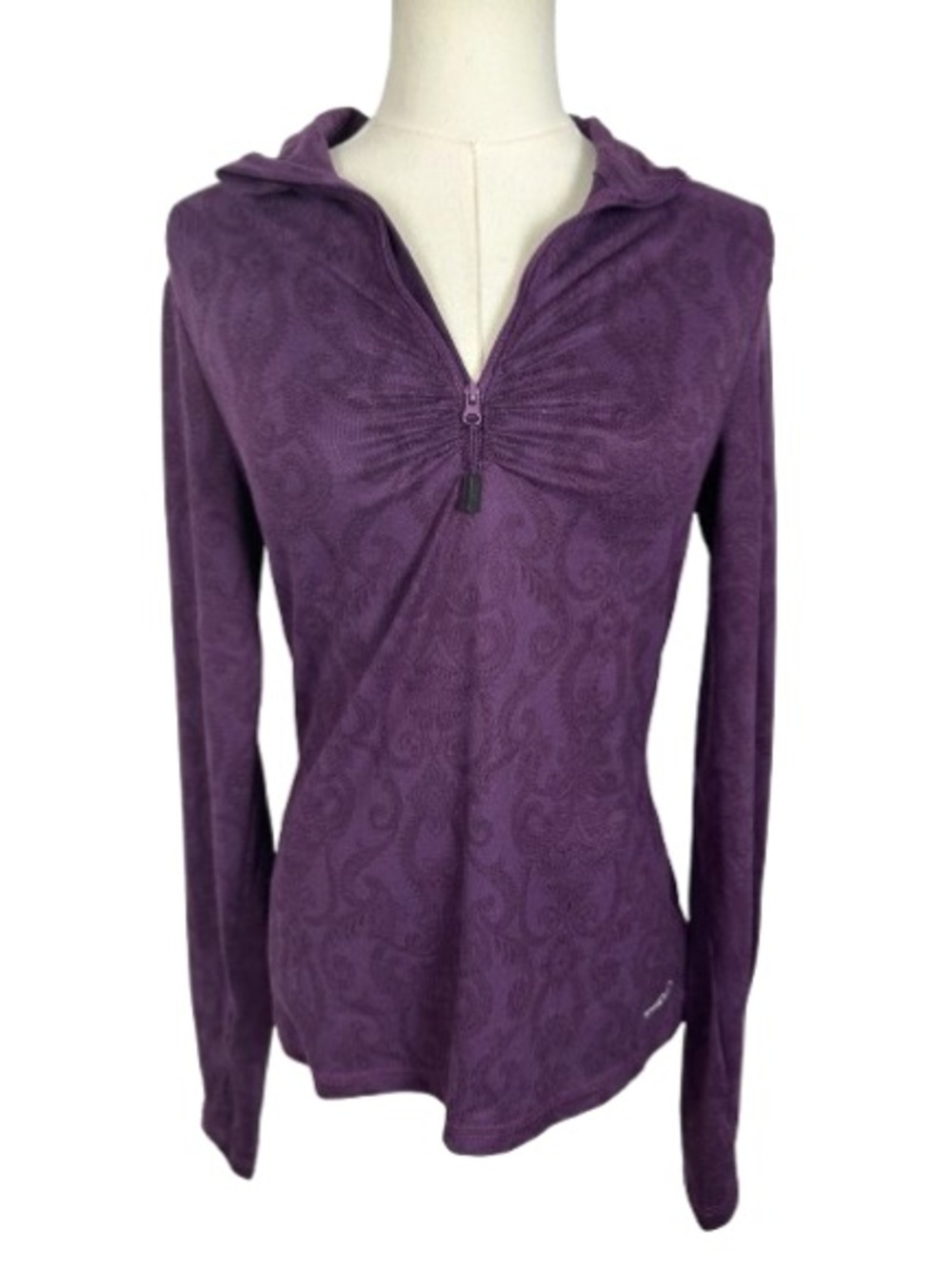 Eddie Bauer Purple Long-Sleeve Quarter Zip Hooded Top Size S